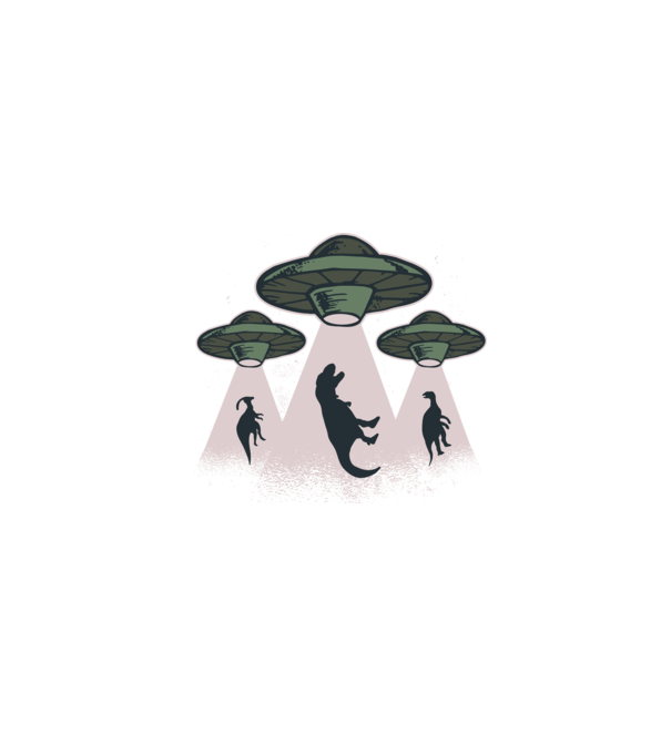Alien OZN dinozaur model negru pe tricou