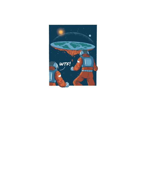 Astronaut Pământ plat model negru pe tricou