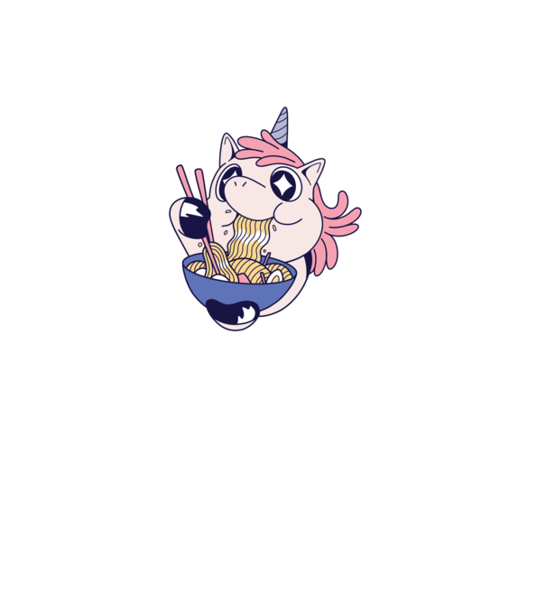 Unicorn Ramen model mov pe tricou