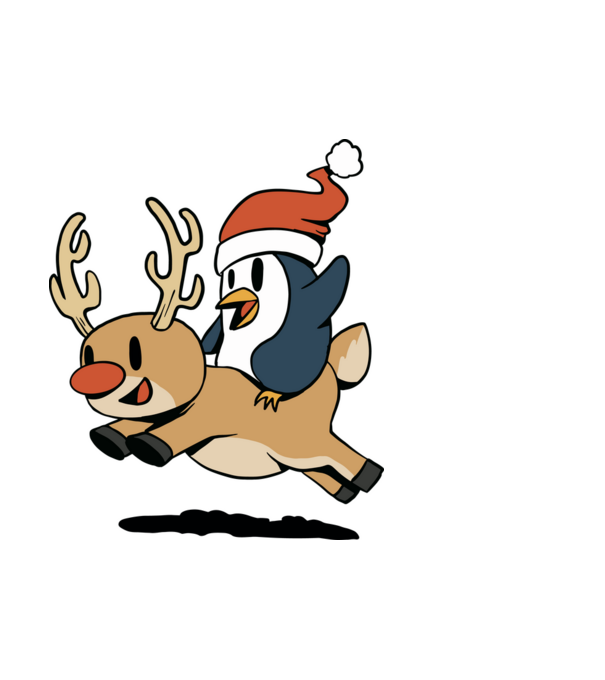 pinguin reindeer cristmas model alb pe tricou