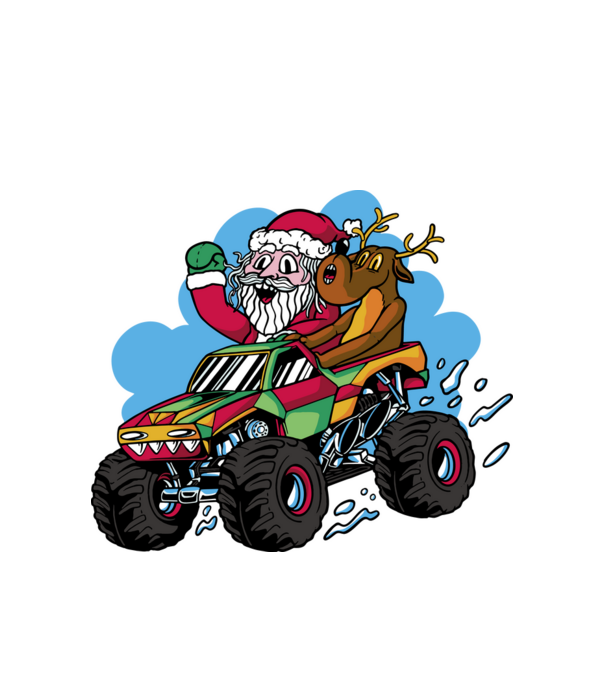 Monster Truck Moș Crăciun model alb pe tricou