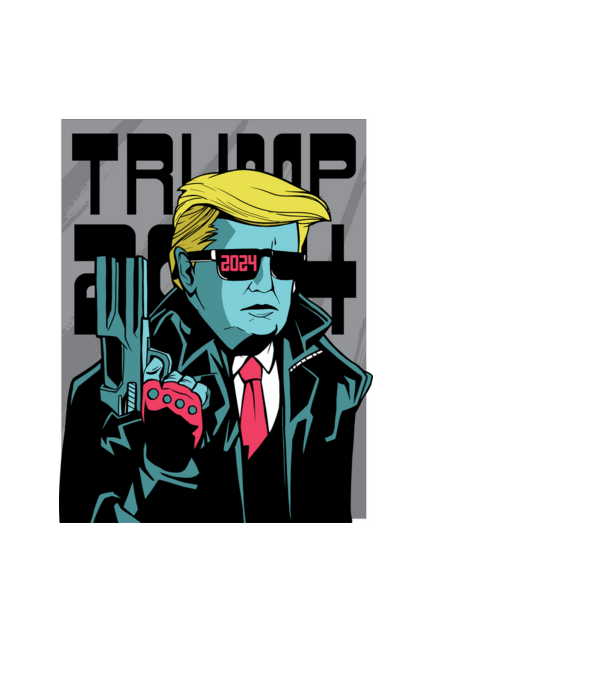 Trump Terminator 2024 model negru pe tricou