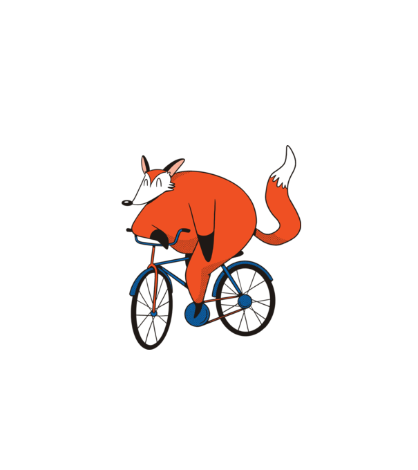 Vulpe cu bicicletă model gri pe tricou
