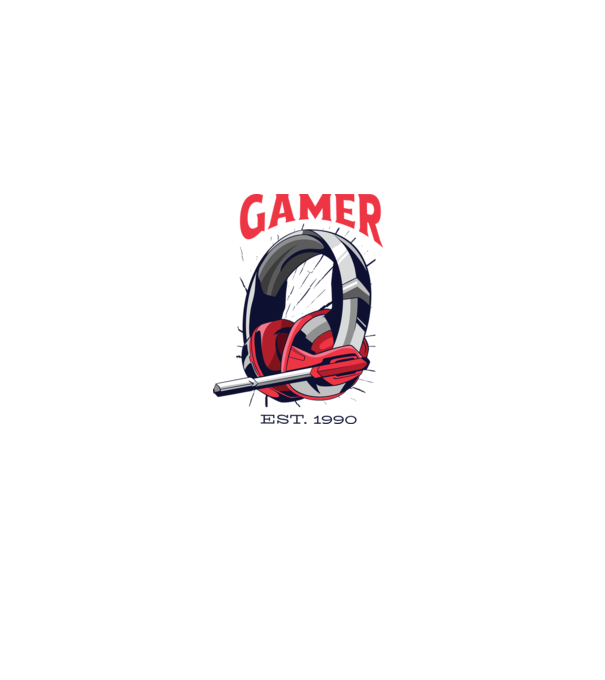 Gamer est. 1990 model alb pe tricou