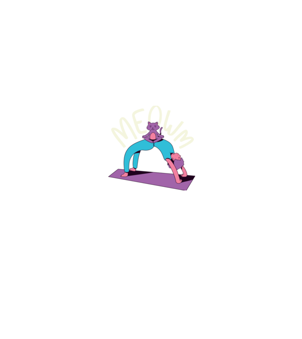 Meowm - Pisică Yoga model negru pe tricou