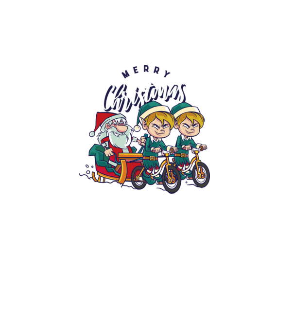 Merry Christmas Moș Crăciun cu sanie cu bicicletă model turcoaz pe tricou