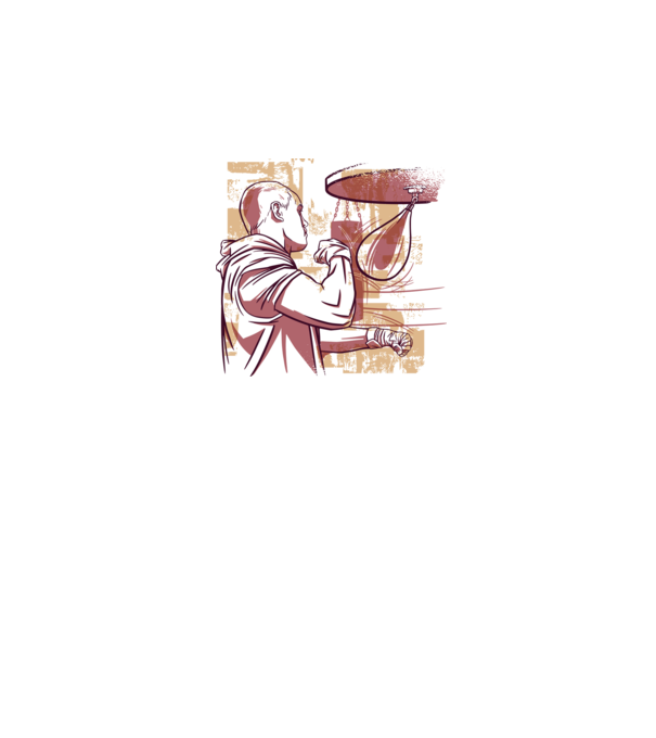 Pugilist model alb pe tricou