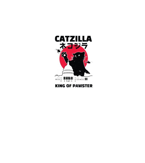 Catzilla - Pisică Godzilla model alb pe tricou