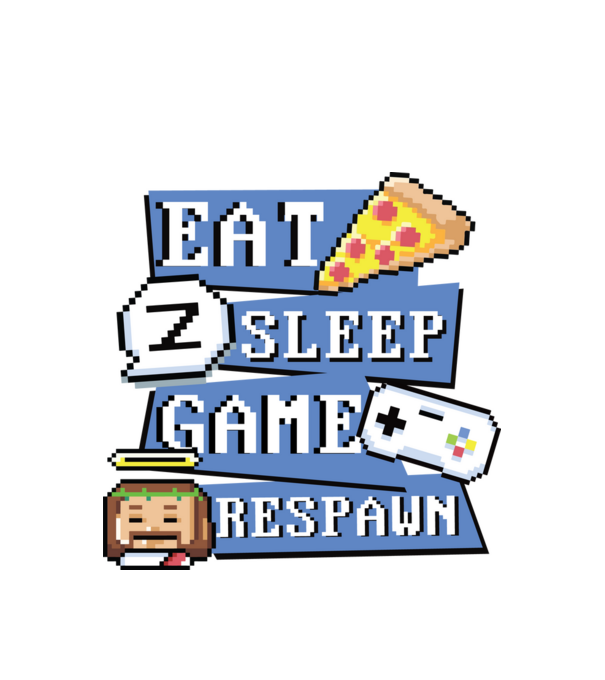 Eat, Sleep, Game respawn model alb pe tricou