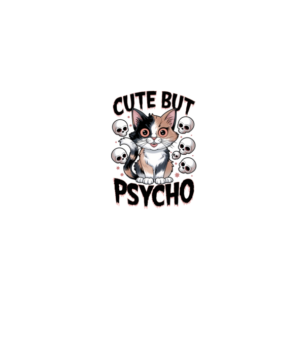 Cute, but Psycho pisică Alb model alb/roșu pe tricou