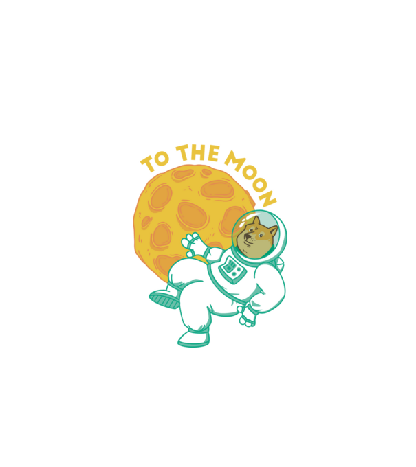 Dogecoin to the moon model negru pe tricou