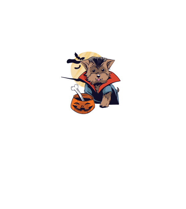 Vampir Yorkie Halloween model gri pe tricou