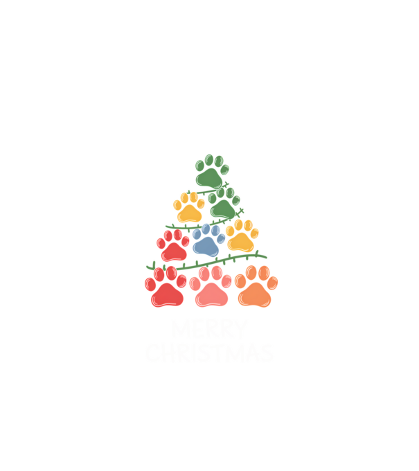 Merry Christmas Paws Negru model negru pe tricou