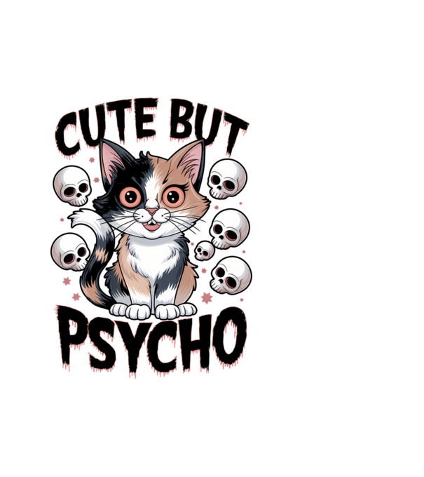 Cute, but Psycho pisică Alb model alb pe tricou