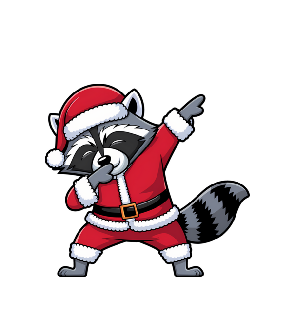 Raton Dab Xmas model alb pe tricou