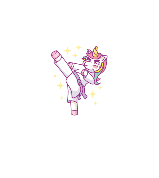 Karate unicorn model albastru deschis pe tricou