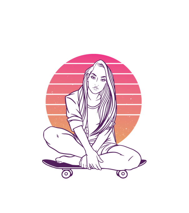 Fată Skateboarder model alb pe tricou