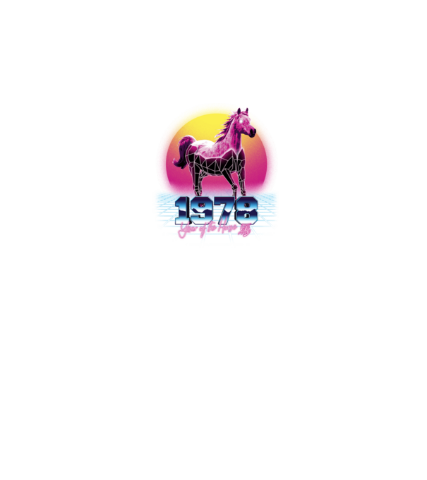 1978 Year of the Horse model negru pe tricou