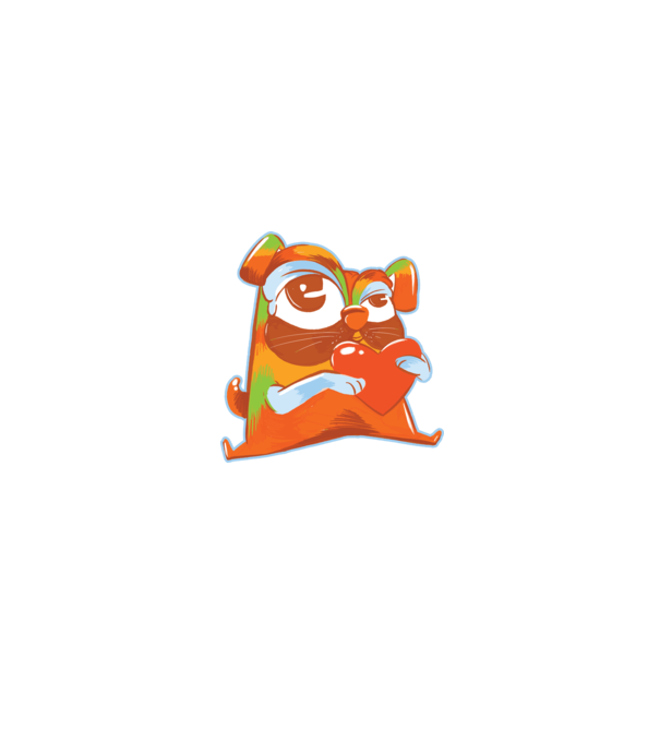 Mops colorat model alb/roșu pe tricou