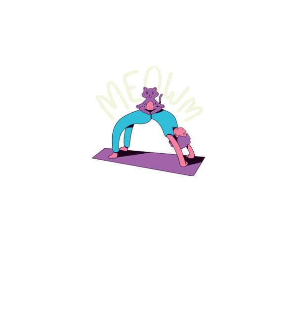 Meowm - Pisică Yoga model mov pe tricou