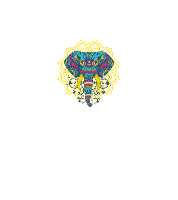 Elefant Mandala Colorat model gri pe tricou