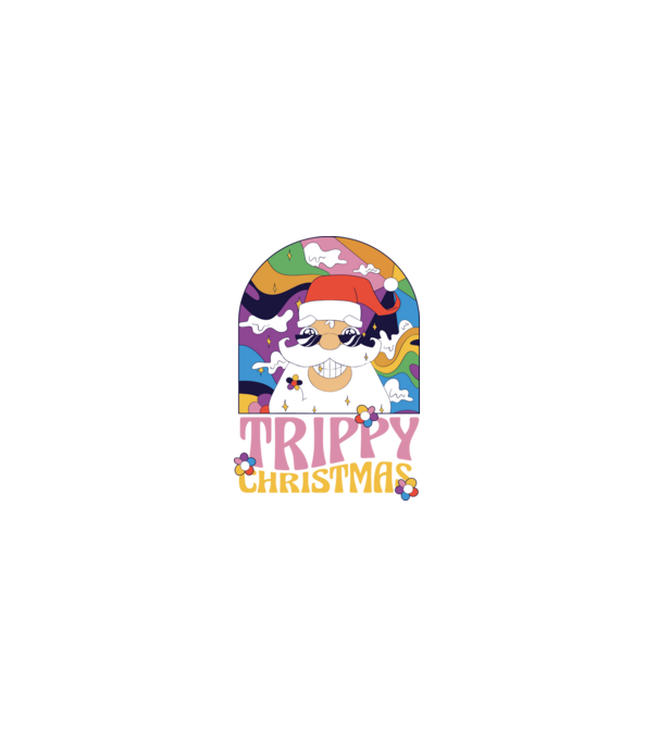 Trippy Christmas model negru pe tricou