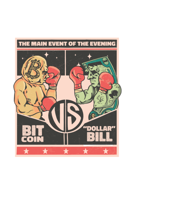 Bitcoin Vs Dolarul SUA model negru pe tricou