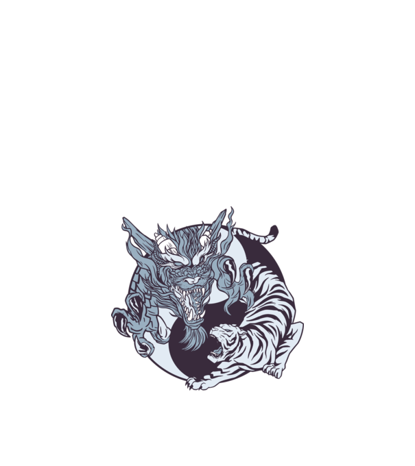 Yin Yang cu animale model alb pe tricou