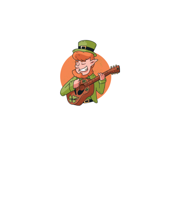 Chitarist Leprechaun irlandez St Patrick model verde pe tricou