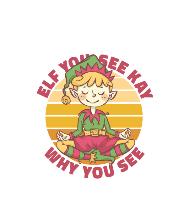 Yoga Elf Crăciun model alb pe tricou