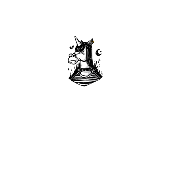 Emo unicorn model alb pe tricou