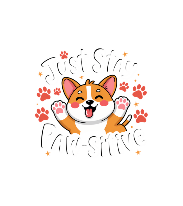 Just Stay Paw-sitive Negru model nisipiu pe tricou
