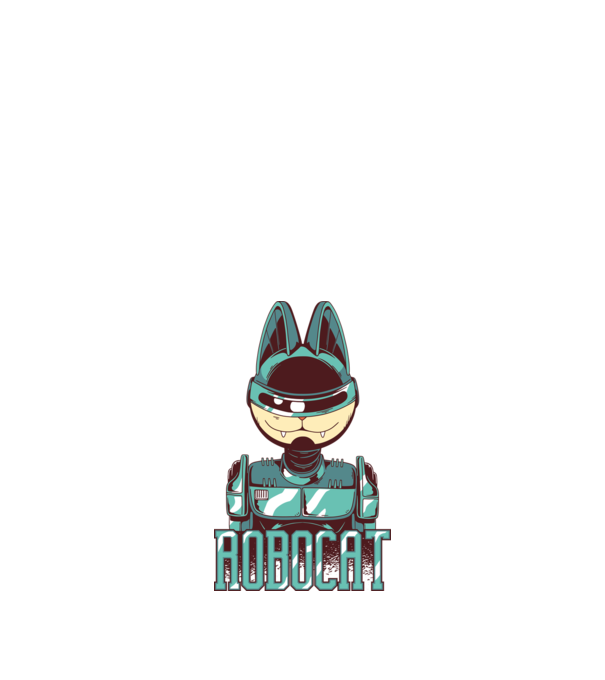Robocat - Pisică Robot model alb pe tricou