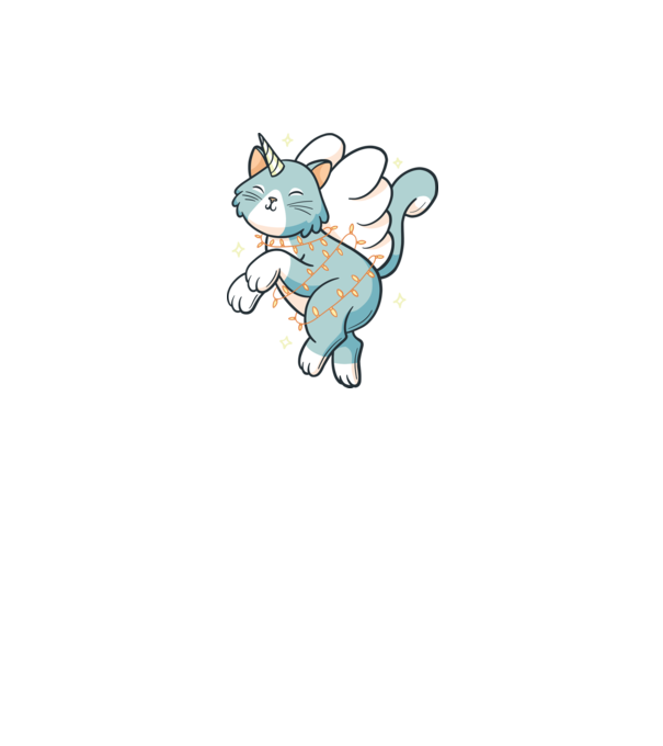 Pisică Unicorn model alb pe tricou