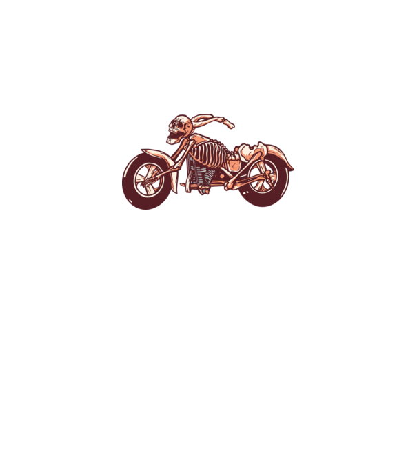 Motocicletă cu Schelet model alb pe tricou