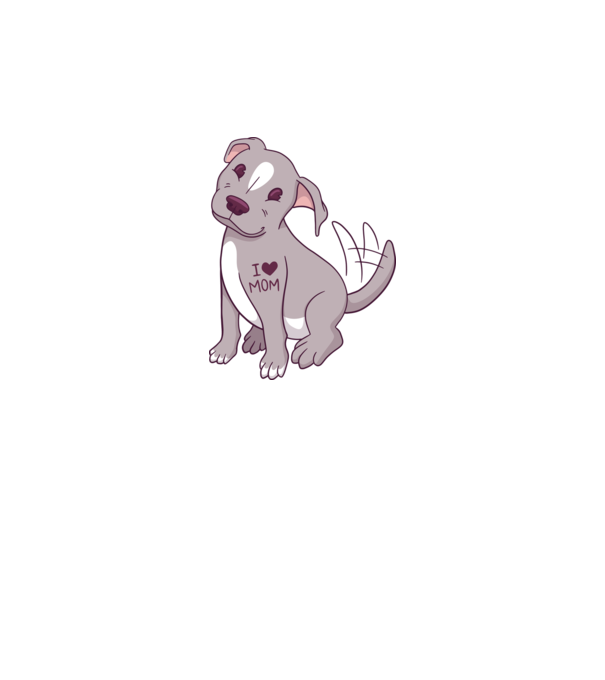 Pitbull - I Love Mom model alb pe tricou