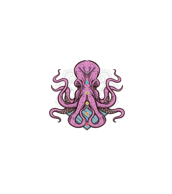 Yoga Octopus model negru pe tricou