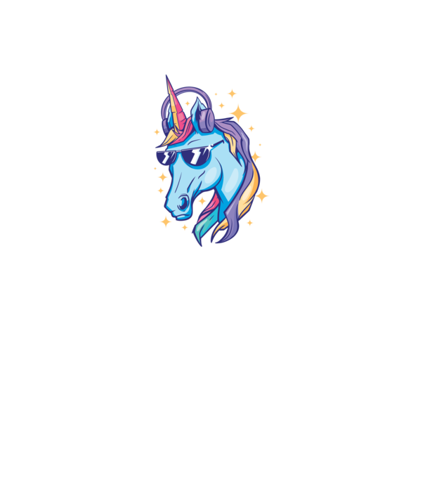 Unicorn strălucitor cu căști model gri închis pe tricou
