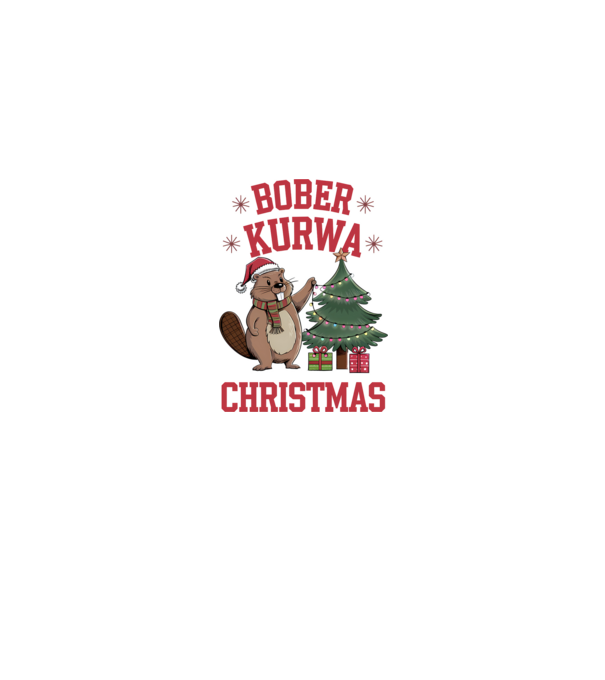 Bober Kurwa Christmas 3 model alb/roșu pe tricou