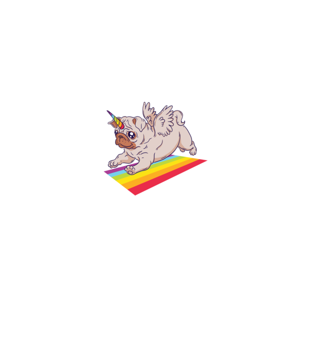 Mops unicorn model negru pe tricou