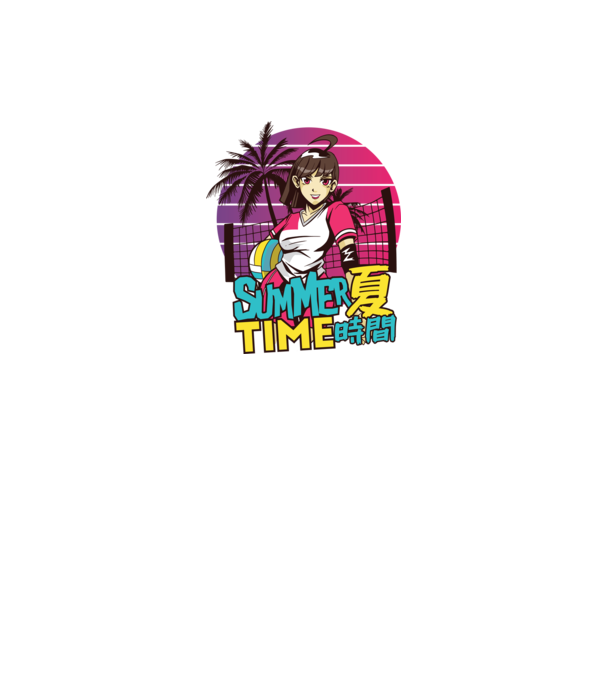 Summer Girl Anime Fată Manga model negru pe tricou