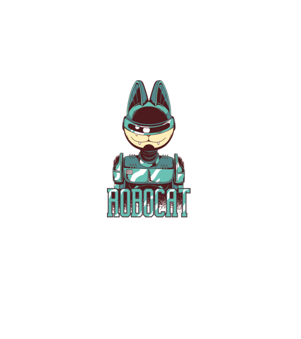 Robocat - Pisică Robot model alb pe tricou