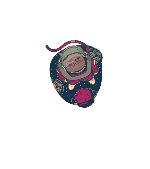 Pisică Astronaut model negru pe tricou