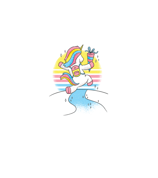 Unicorn școlar model alb pe tricou