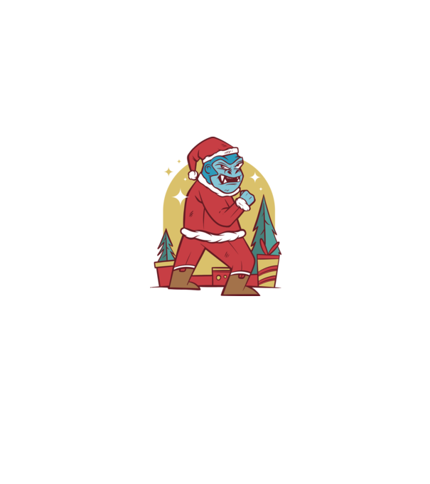 Gorila Santa model alb pe tricou