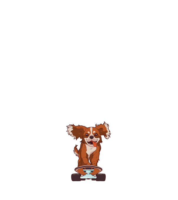 Skateboarding Cavalier King Spaniel model alb pe tricou