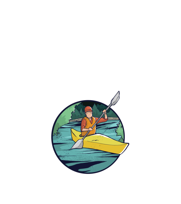 Caiac-canoe model negru pe tricou