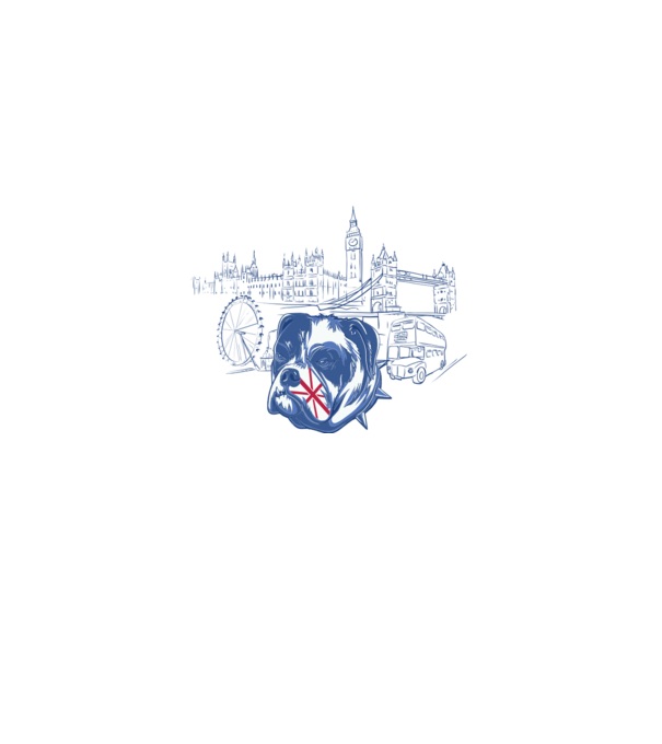 London Bulldog model alb pe tricou