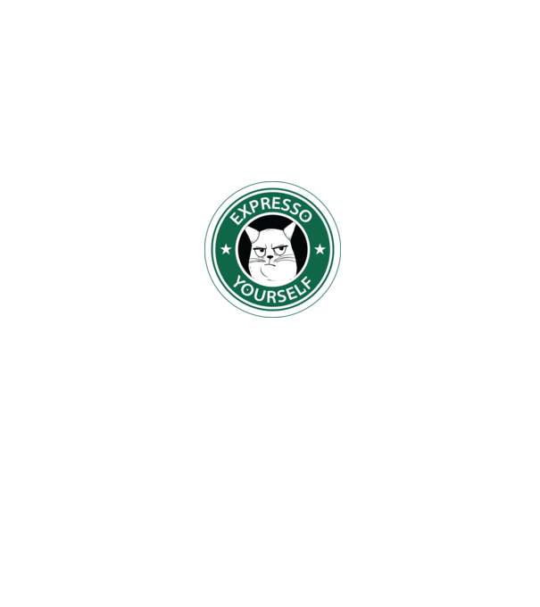 Expresso Yourself tricou Pisică cu cafea model negru pe tricou