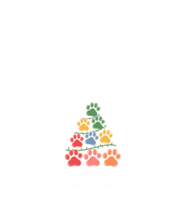 Merry Christmas Paws Negru model alb pe tricou